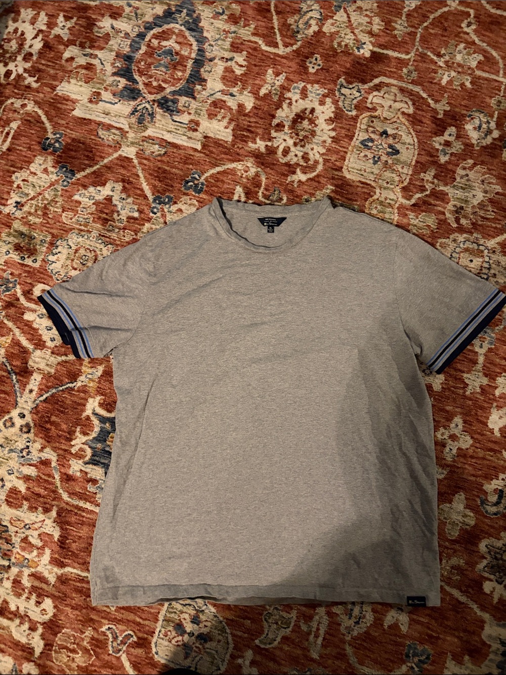 Ben Sherman Heather Gray Short Sleeve Tee with Navy Trim